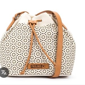 Pikolinos Women's Floral Cream and Tan Shoulder Bag